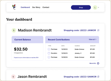 Savings dashboard screen