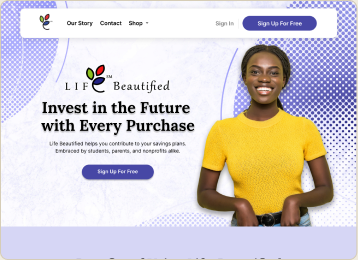 Life Beautified homepage screen
